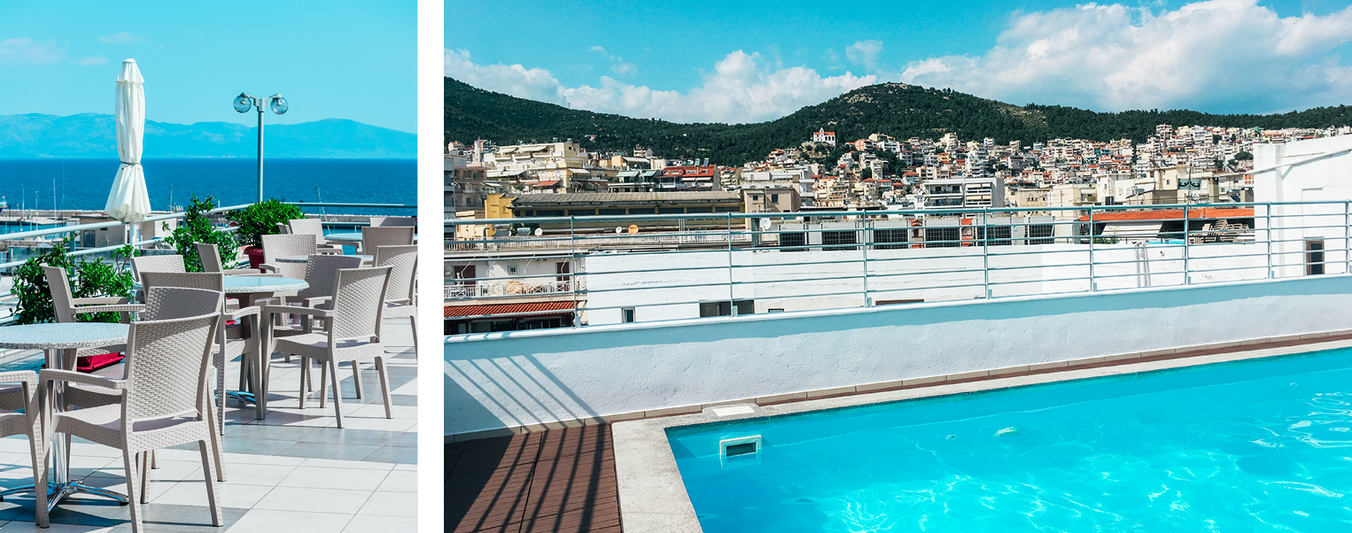 Отели в Кавала. Крыша отеля Oceanis